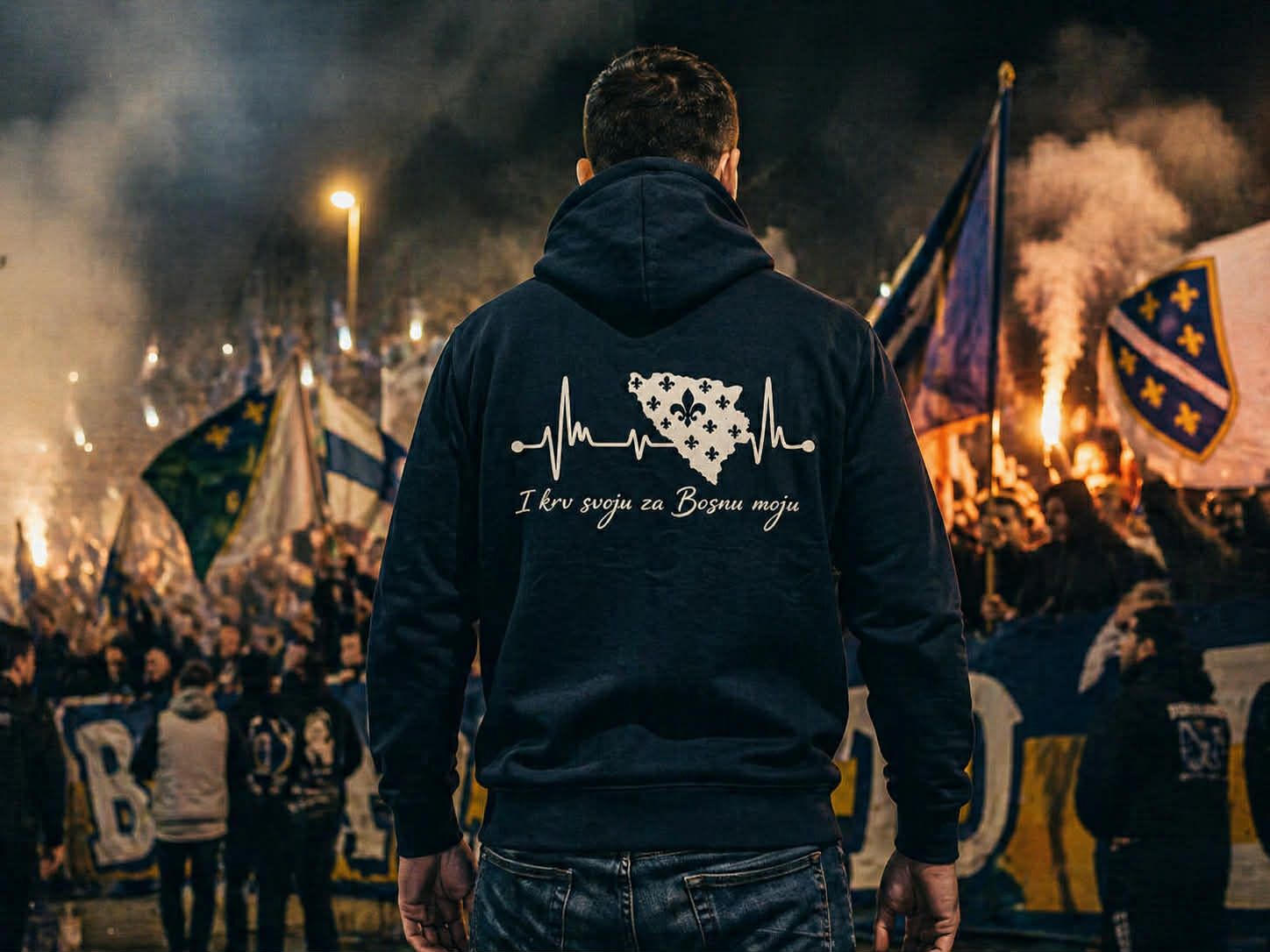 Men's Premium Organic Hoodie Bosnia – Bosna Heartbeat | Backprint