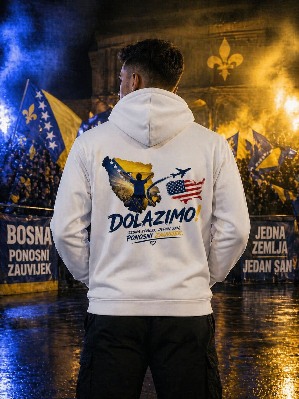 Men's Premium Organic Hoodie – Dolazi Bosna Ponosna | Backprint