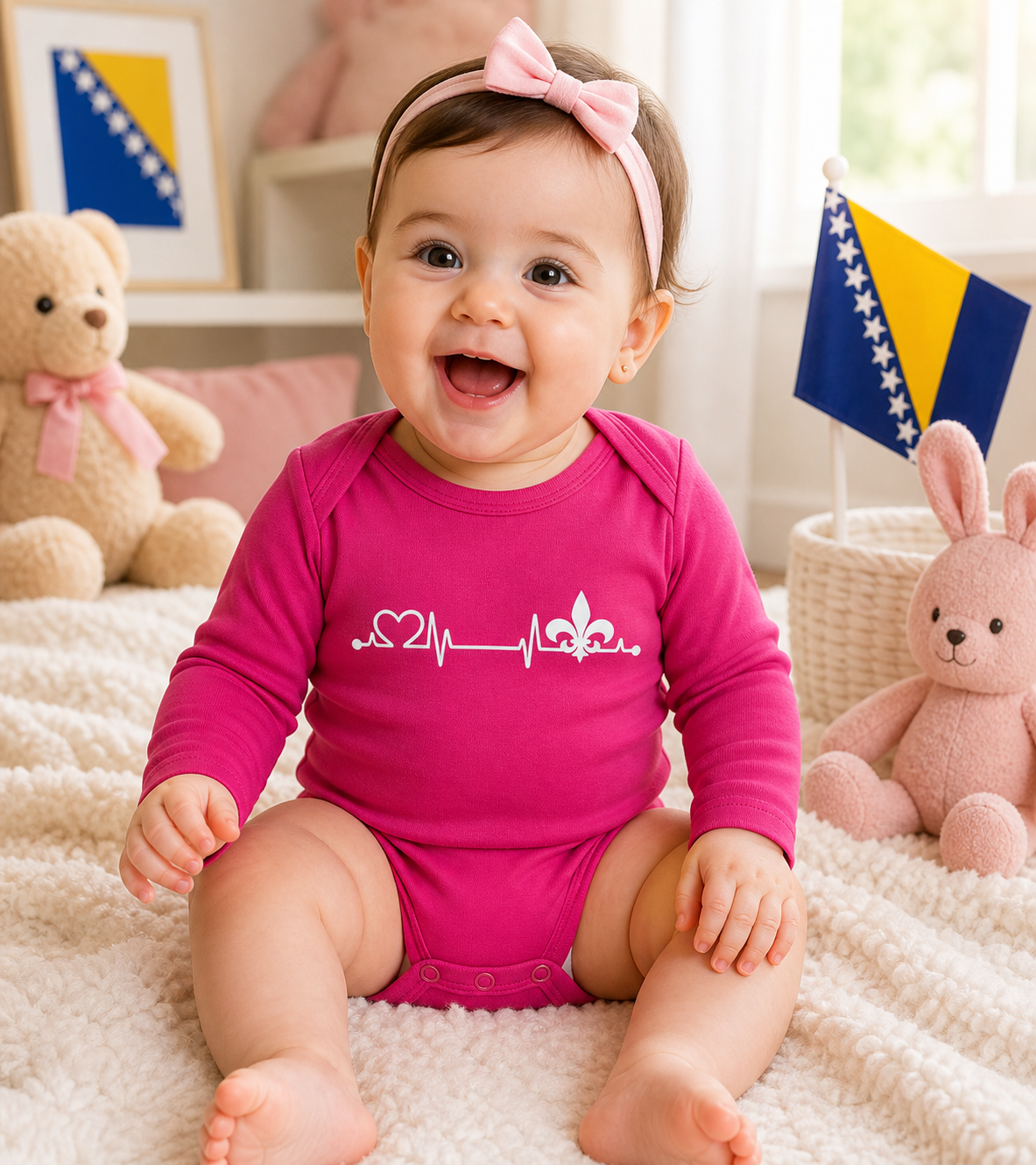 Baby Bio Long-Sleeve Bodysuit – Heart of Bosnia | Front Print