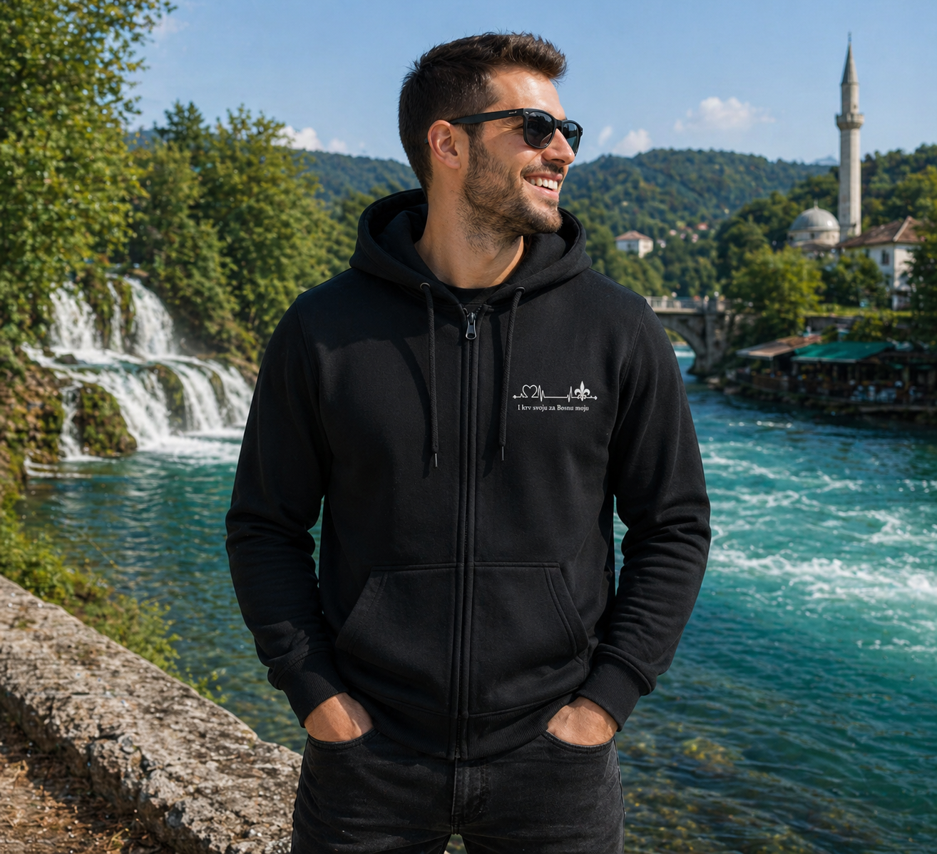 Men's Zipper Hoodie – Za Bosnu Moju | Front Print