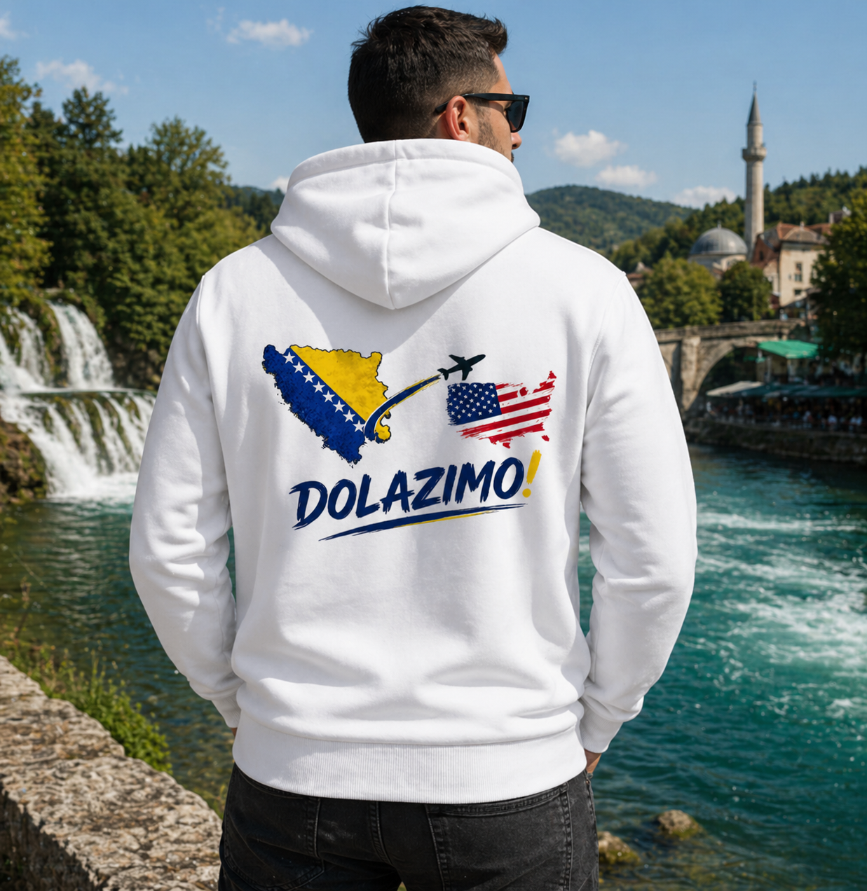 Men's Zipper Hoodie - Dolazi Bosna | Backprint