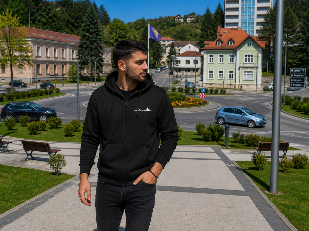 Herren Zipper Hoodie – Srce Bosne | Frontprint