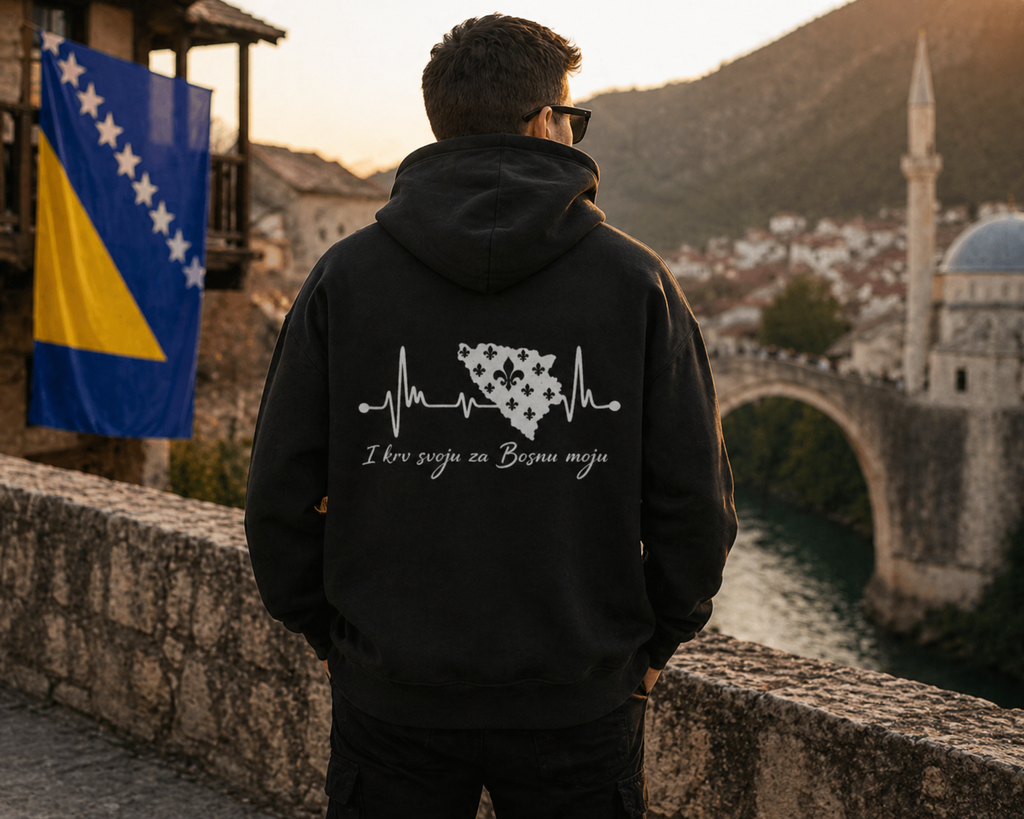 Unisex Oversized Hoodie Bosnia - Bosna Heartbeat