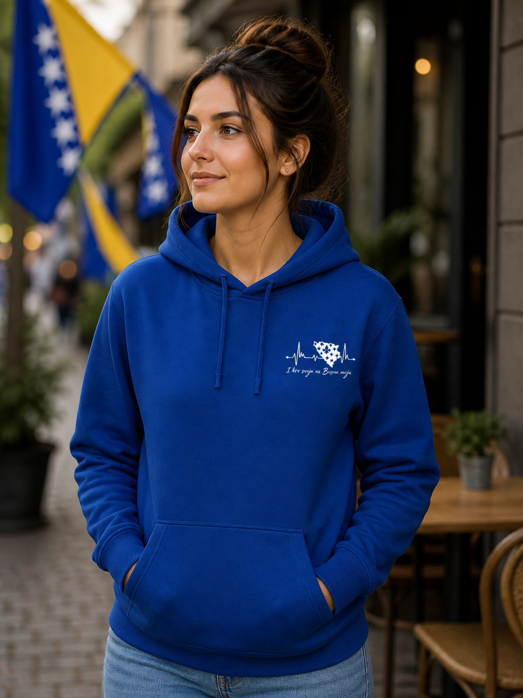 Women's Premium Organic Hoodie Bosnia – Bosna Heartbeat | Left Chest