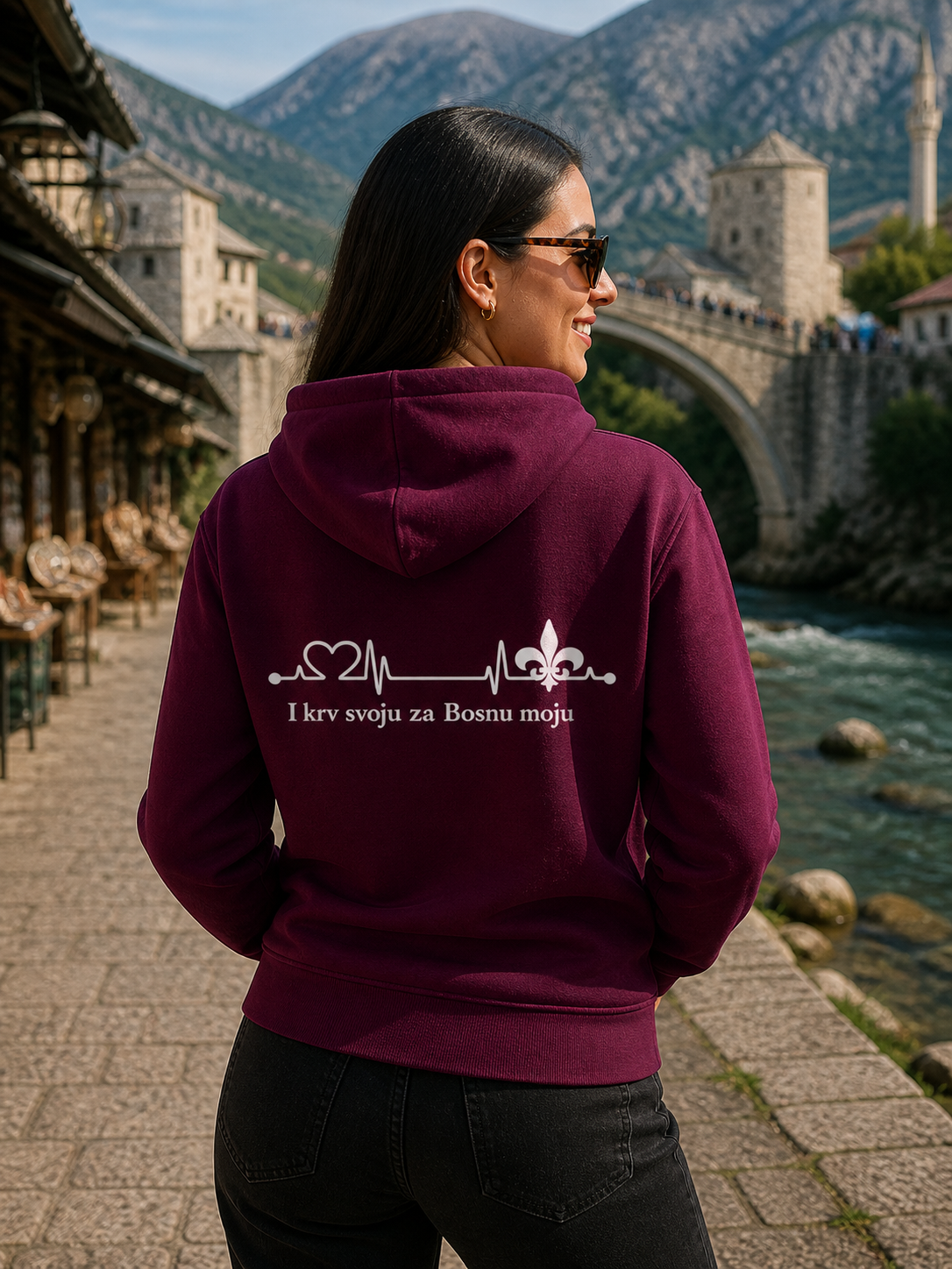 Women's Premium Organic Hoodie – Za Bosnu Moju | Backprint