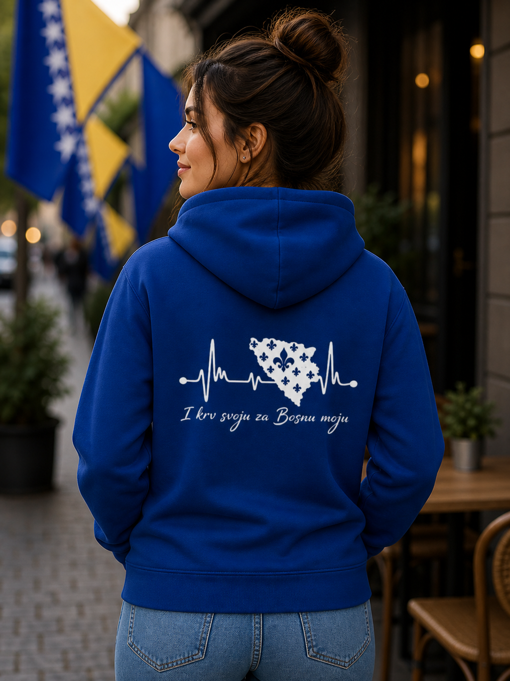 Women's Premium Organic Hoodie Bosnia – Bosna Heartbeat | Back Print