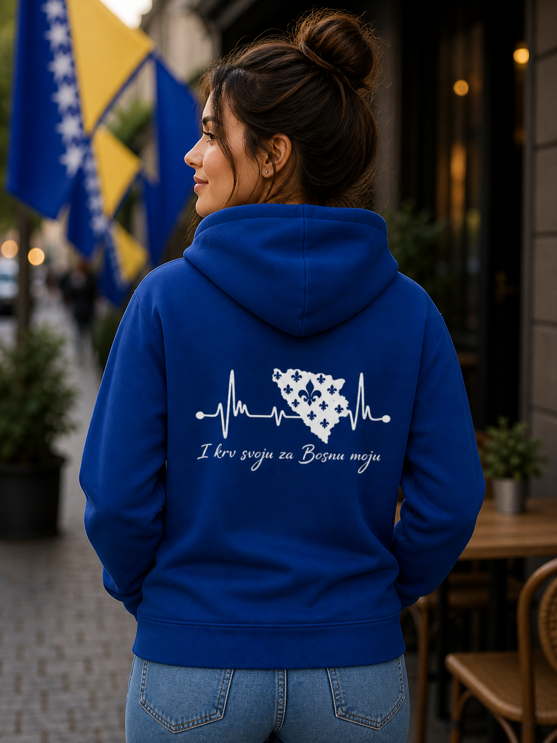 Women's Premium Organic Hoodie Bosnia – Bosna Heartbeat | Back Print