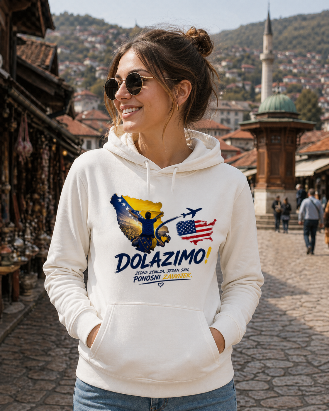 Women's Premium Organic Hoodie – Dolazi Bosna Ponosna | Front Print