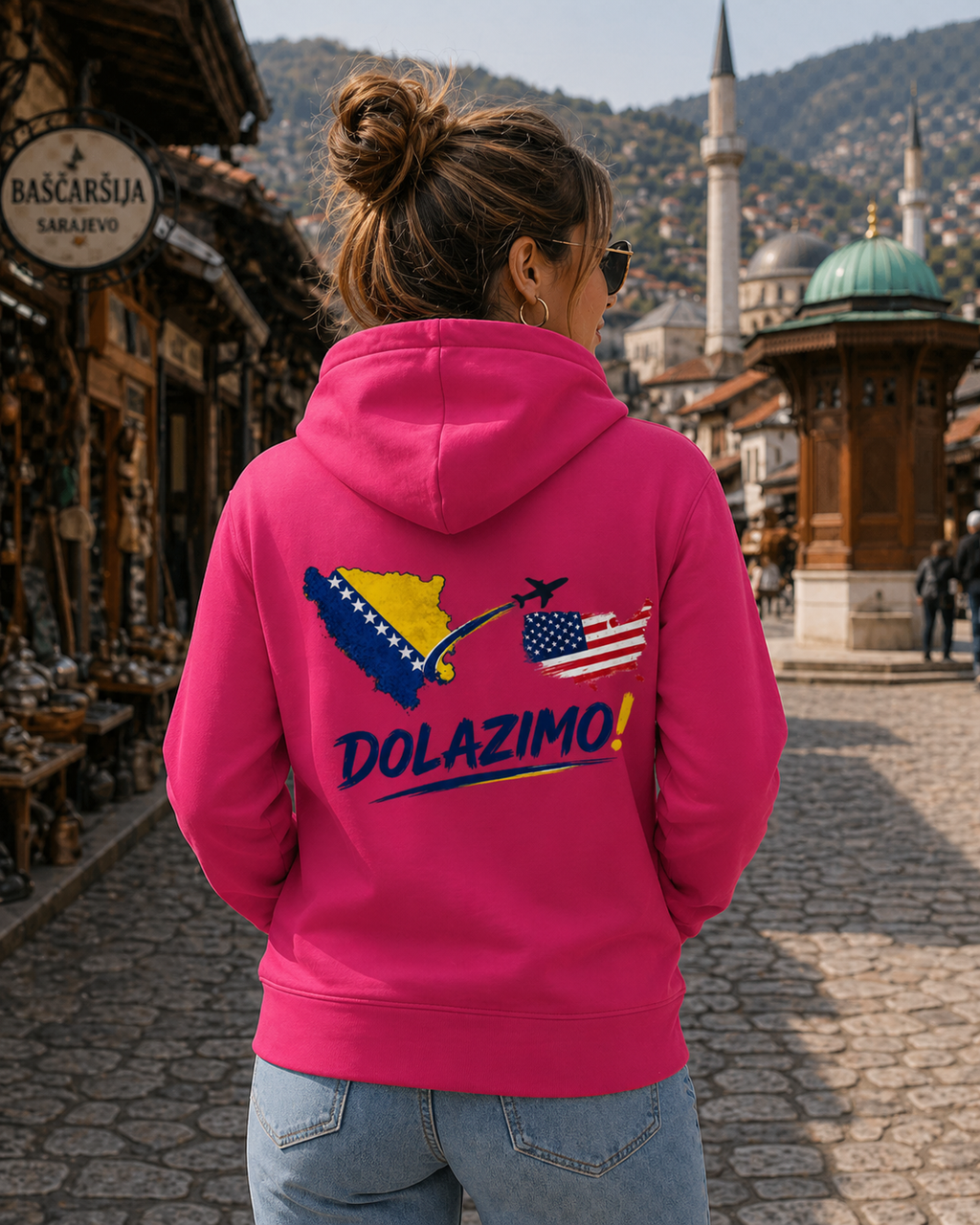 Women's Premium Organic Hoodie – Dolazi Bosna | Backprint