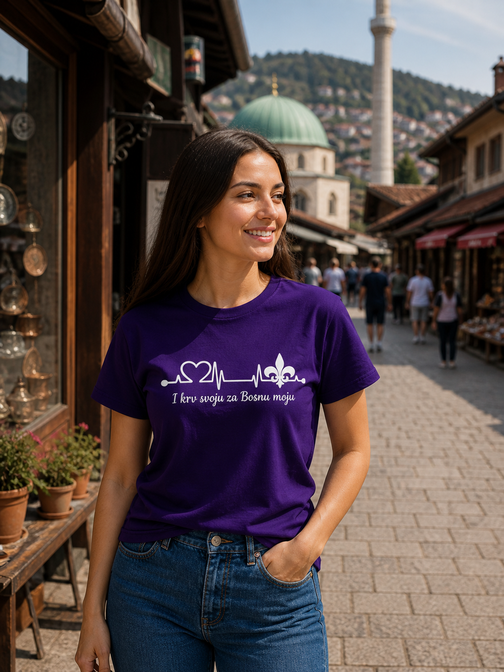 Damen Premium Bio T-Shirt – Za Bosnu Moju | Frontprint