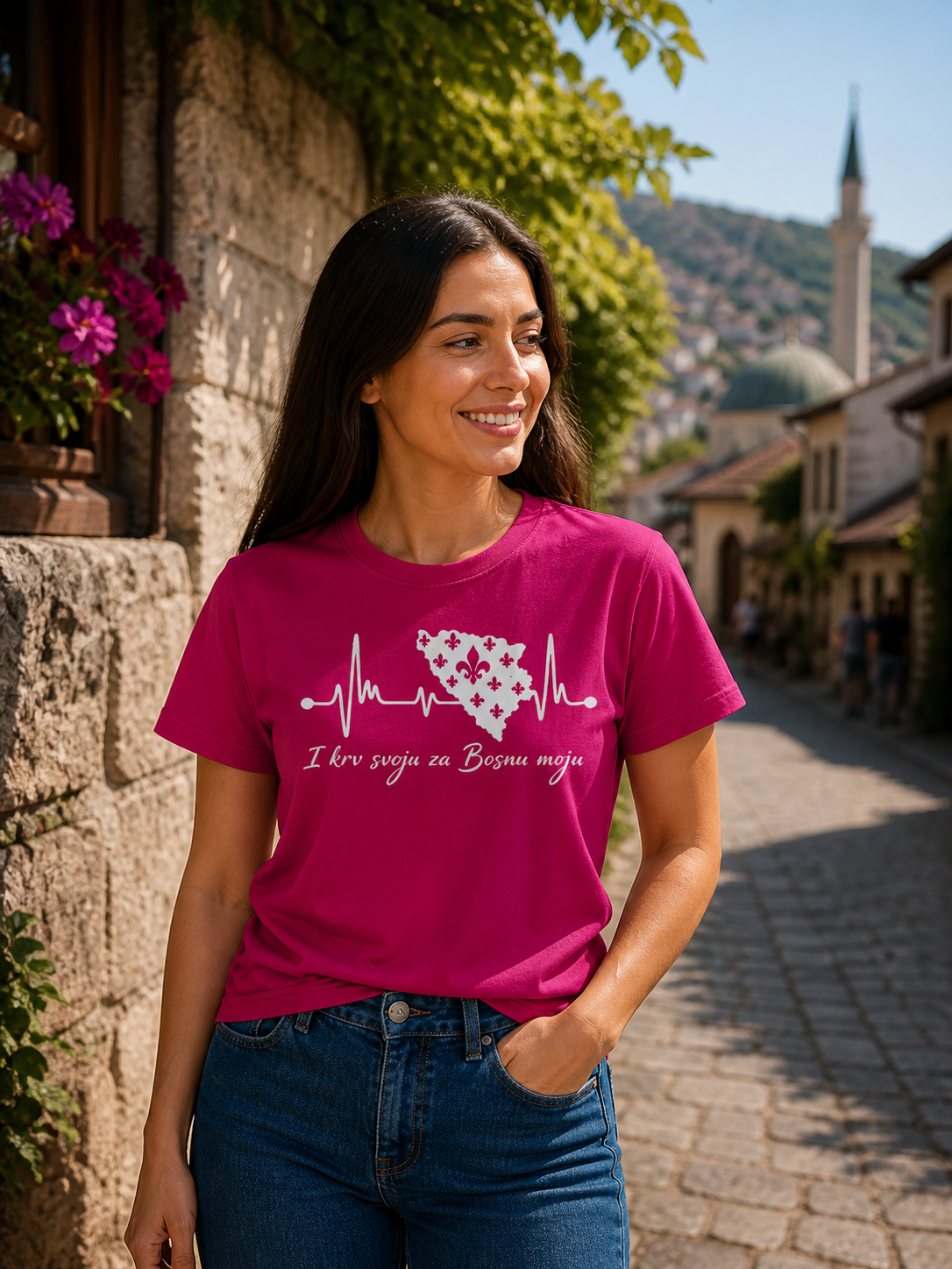 Women's Premium Organic T-Shirt Bosnia - Bosna Heartbeat | Front Print