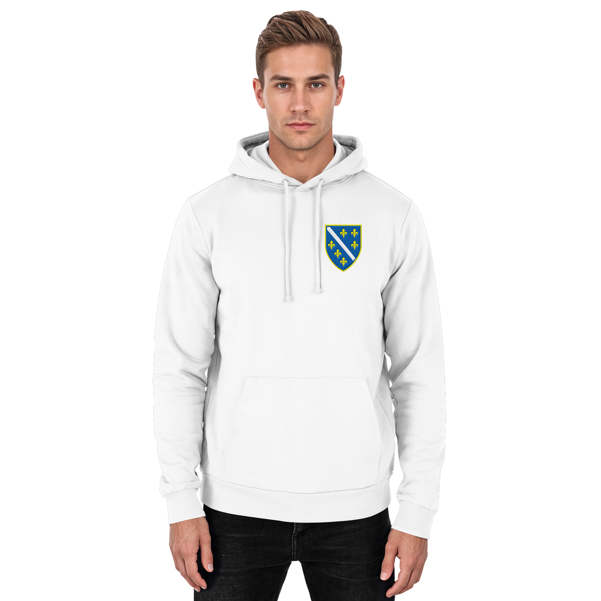 Bosnisches Wappen – Heimatliebe mit Stolz | Premium Stickerei - Basic Unisex Hoodie
