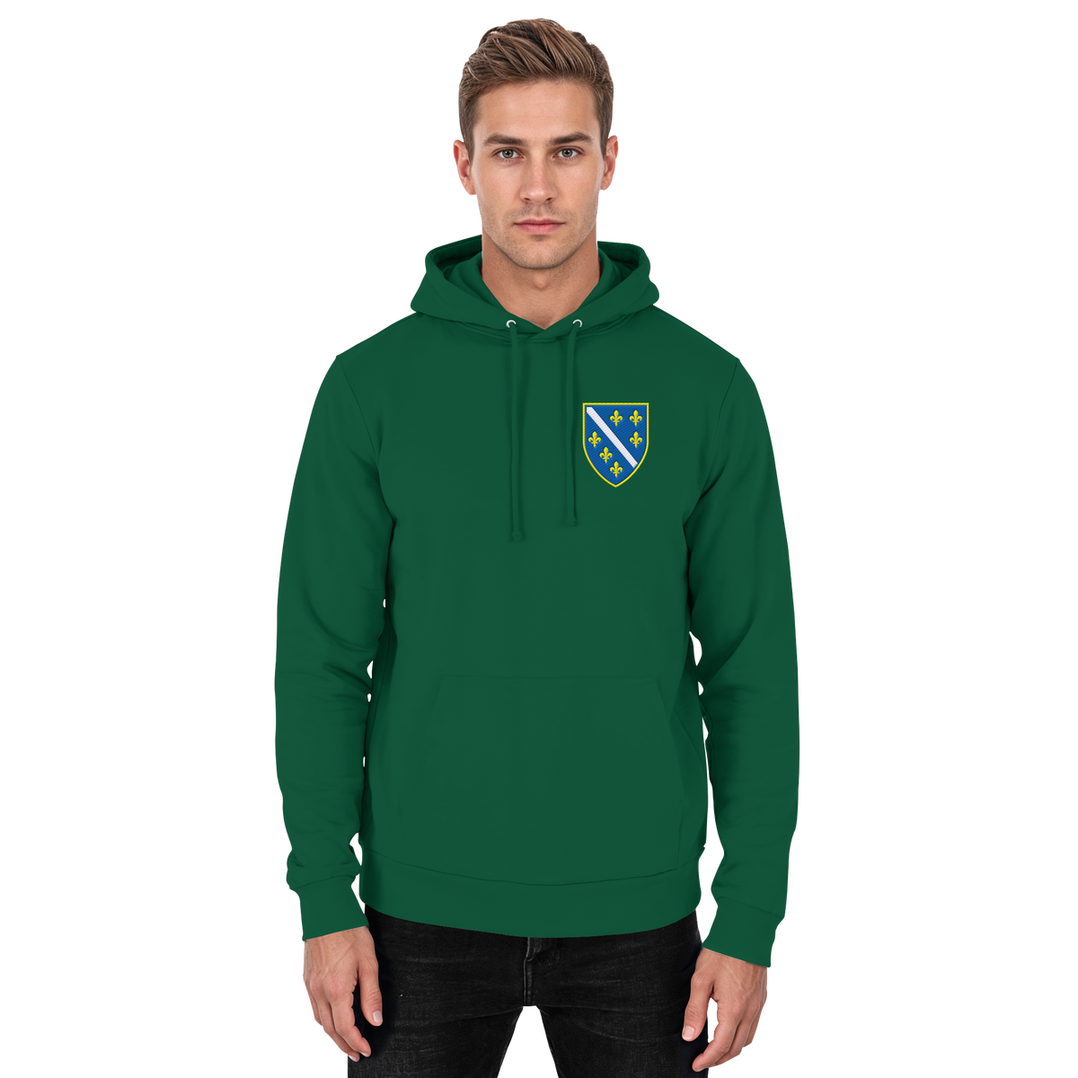 Bosnisches Wappen – Heimatliebe mit Stolz | Premium Stickerei - Basic Unisex Hoodie