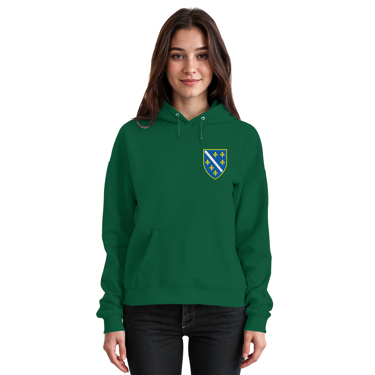Bosnisches Wappen – Heimatliebe mit Stolz | Premium Stickerei - Basic Unisex Hoodie