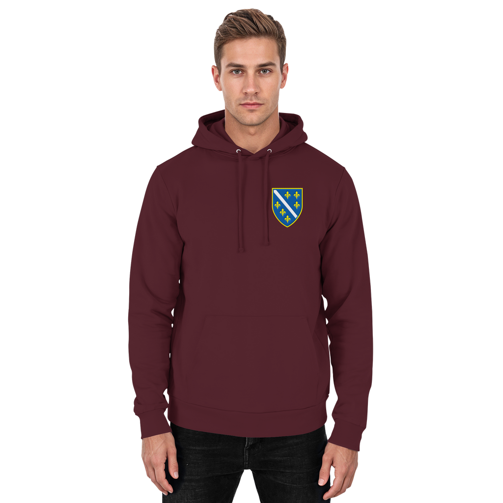 Bosnisches Wappen – Heimatliebe mit Stolz | Premium Stickerei - Basic Unisex Hoodie