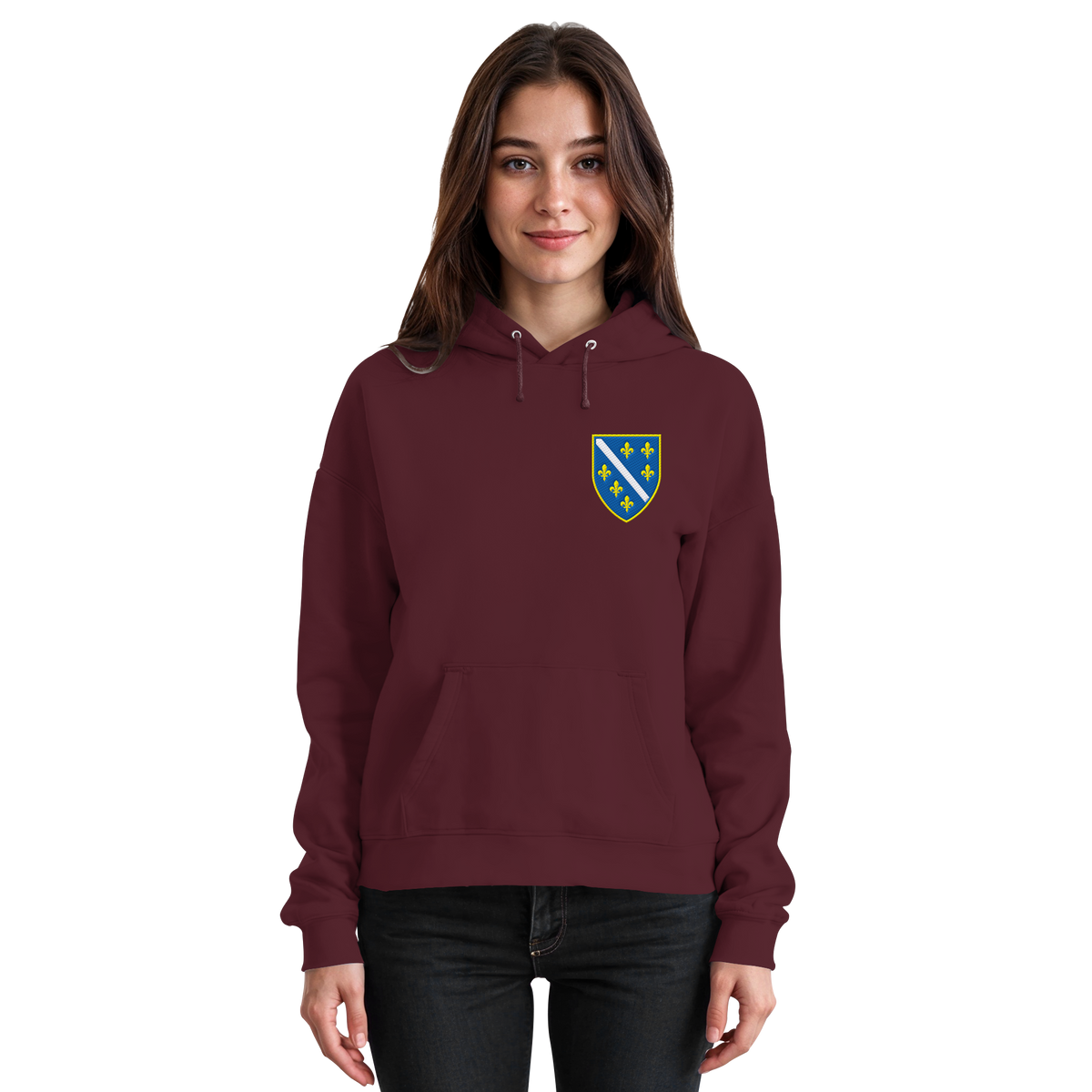 Bosnisches Wappen – Heimatliebe mit Stolz | Premium Stickerei - Basic Unisex Hoodie