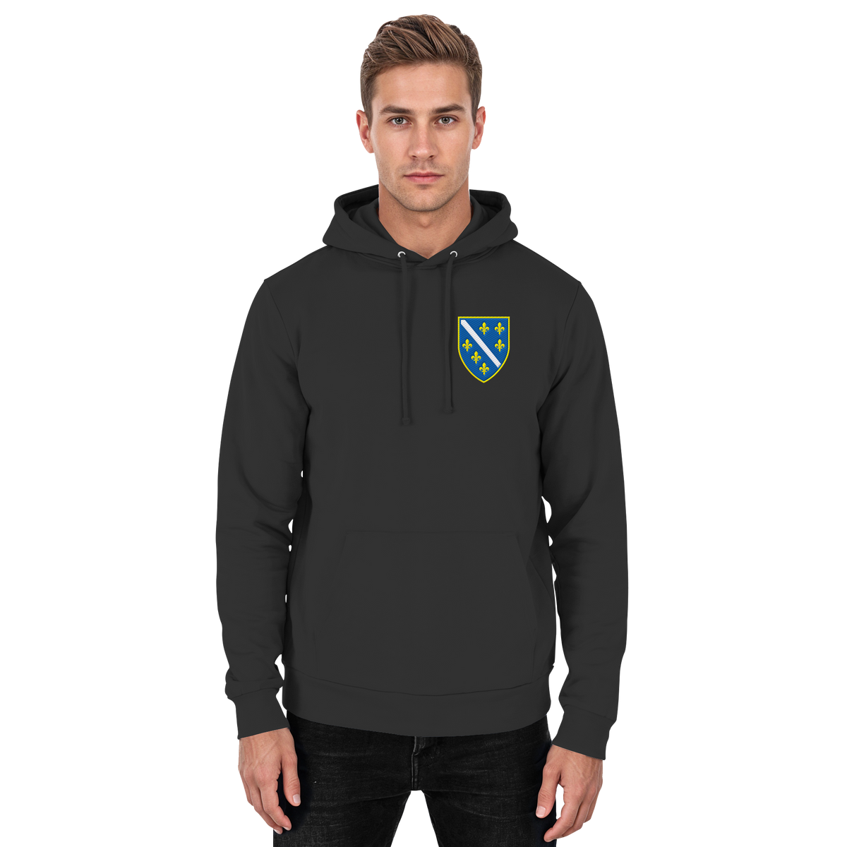 Bosnisches Wappen – Heimatliebe mit Stolz | Premium Stickerei - Basic Unisex Hoodie