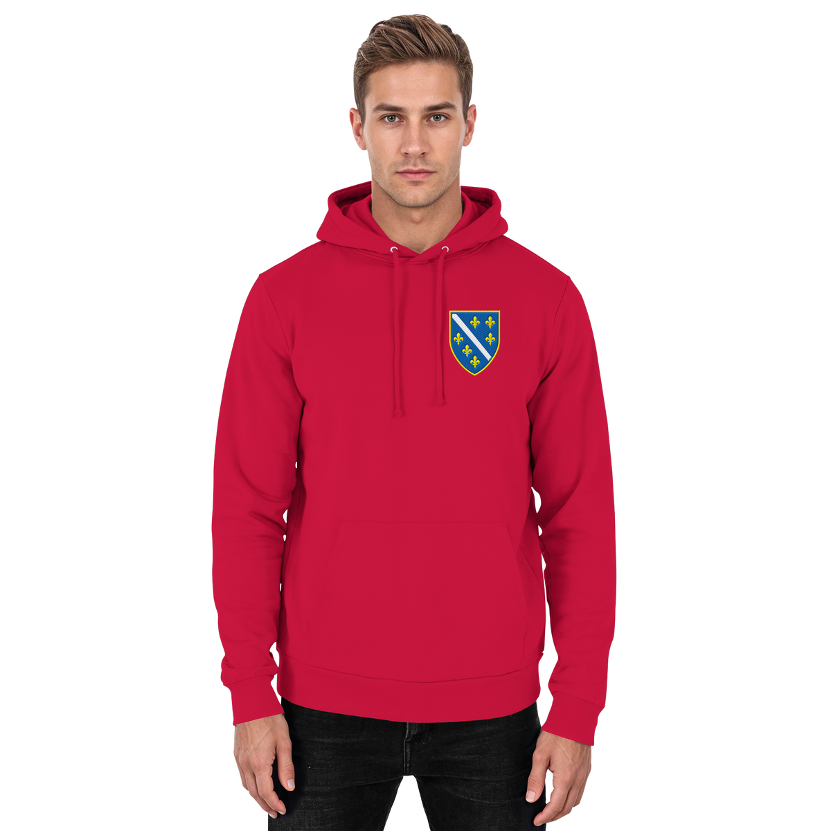 Bosnisches Wappen – Heimatliebe mit Stolz | Premium Stickerei - Basic Unisex Hoodie