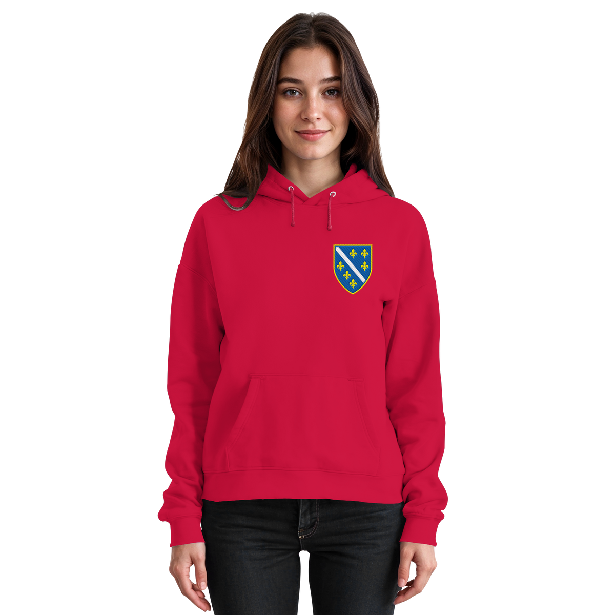 Bosnisches Wappen – Heimatliebe mit Stolz | Premium Stickerei - Basic Unisex Hoodie