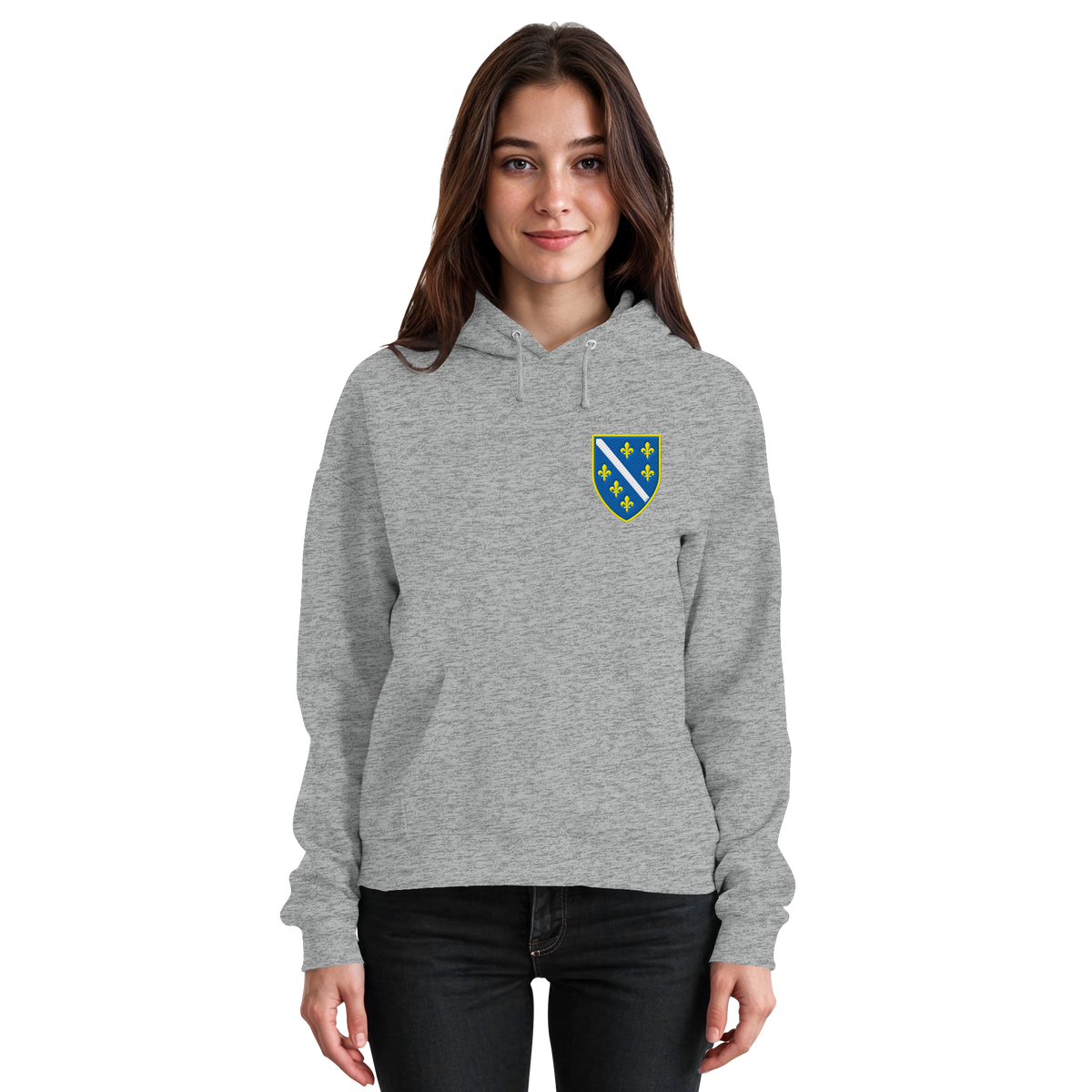 Bosnisches Wappen – Heimatliebe mit Stolz | Premium Stickerei - Basic Unisex Hoodie