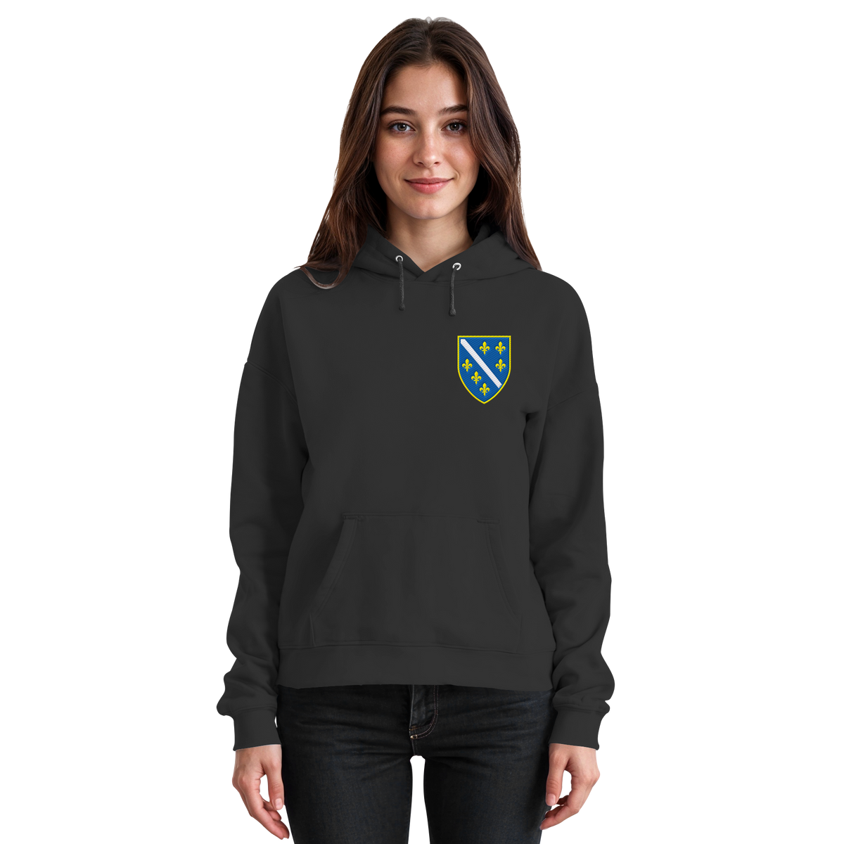 Bosnisches Wappen – Heimatliebe mit Stolz | Premium Stickerei - Basic Unisex Hoodie