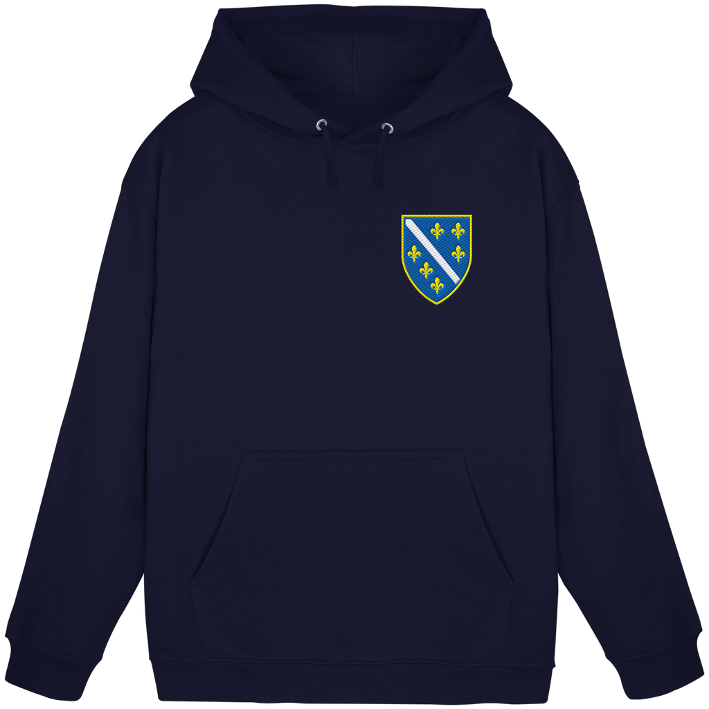 Bosnisches Wappen – Heimatliebe mit Stolz | Premium Stickerei - Basic Unisex Hoodie