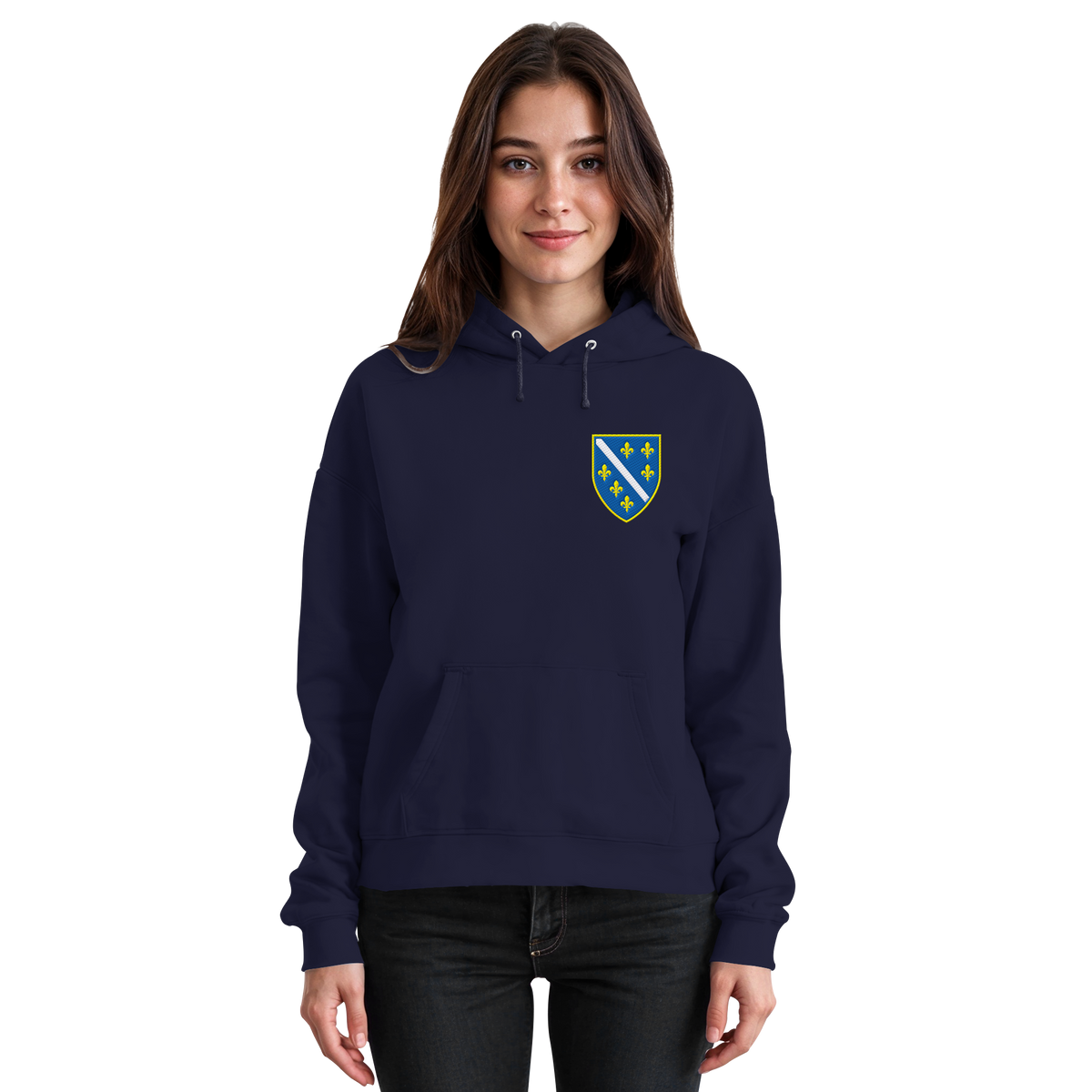 Bosnisches Wappen – Heimatliebe mit Stolz | Premium Stickerei - Basic Unisex Hoodie
