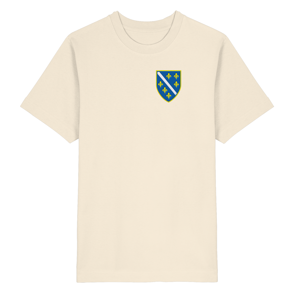 Bosnisches Wappen – Heimatliebe mit Stolz | Premium Stickerei - Heavy Oversized Organic Shirt