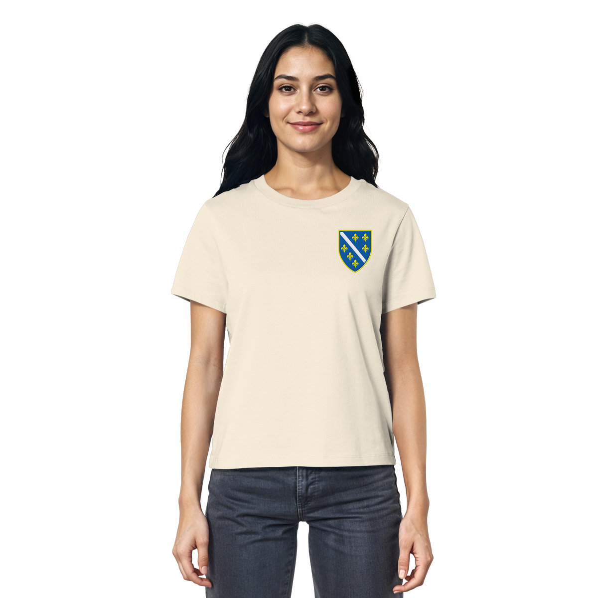 Bosnisches Wappen – Heimatliebe mit Stolz | Premium Stickerei - Ladies Organic Shirt