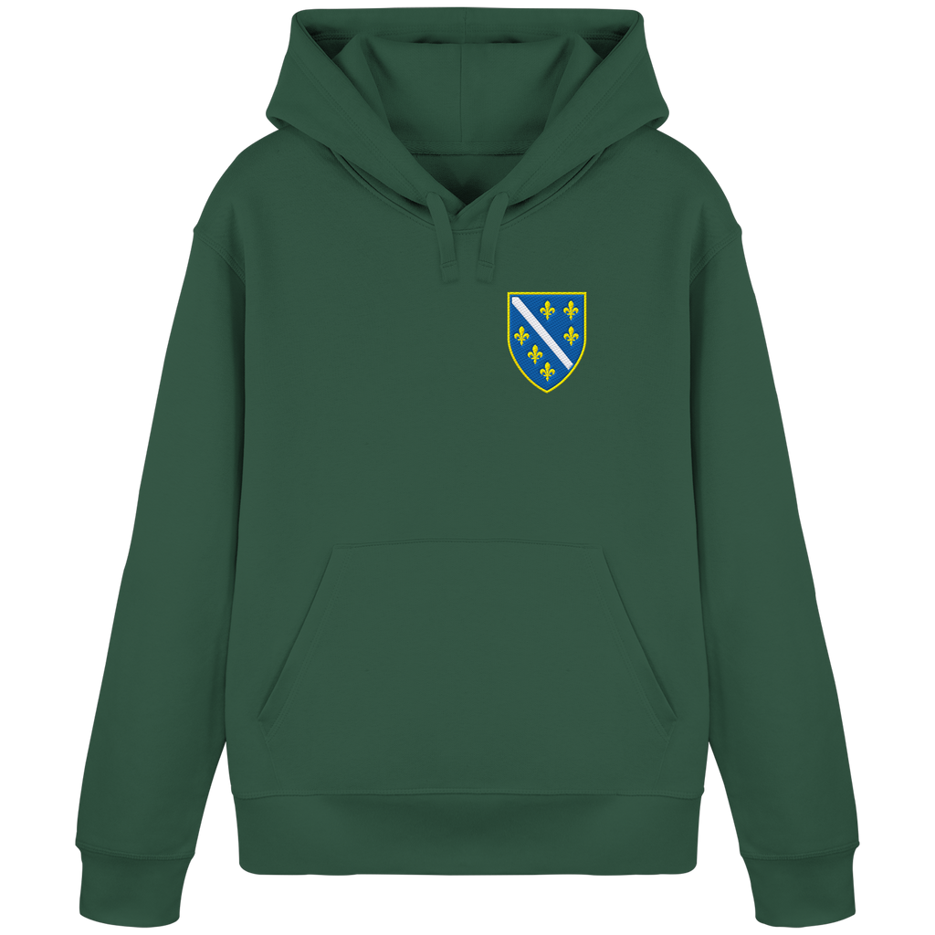 Bosnisches Wappen – Heimatliebe mit Stolz | Premium Stickerei - Organic Basic Hoodie