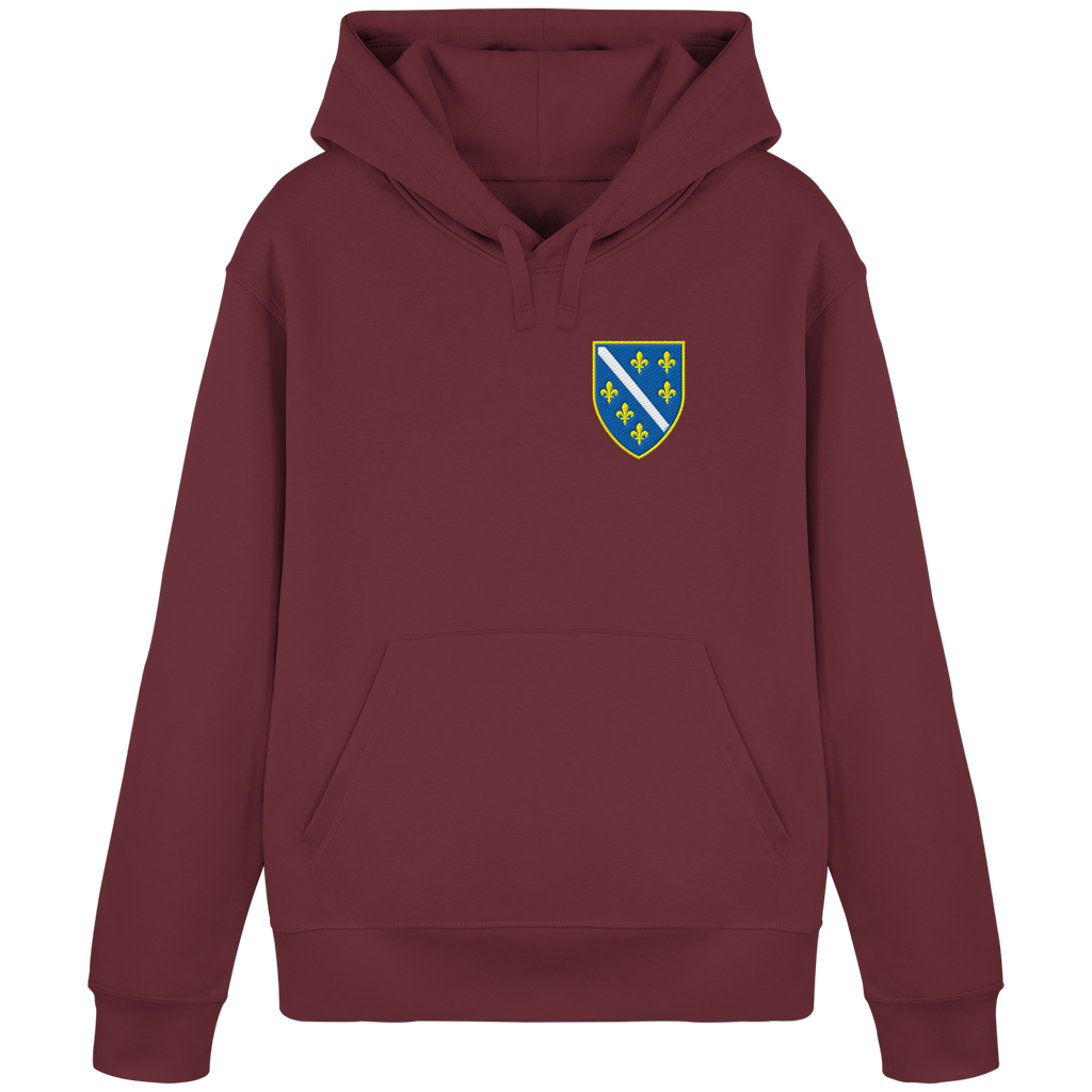 Bosnisches Wappen – Heimatliebe mit Stolz | Premium Stickerei - Organic Basic Hoodie