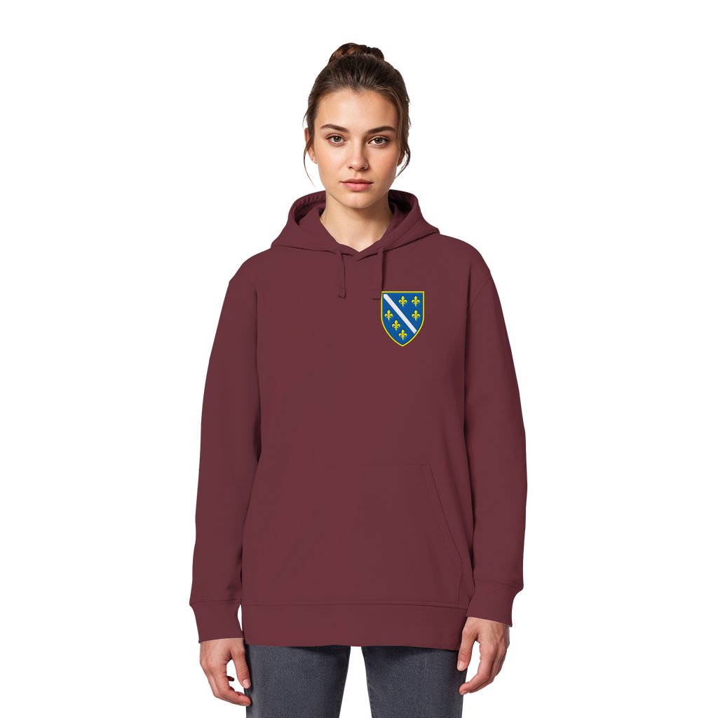Bosnisches Wappen – Heimatliebe mit Stolz | Premium Stickerei - Organic Basic Hoodie