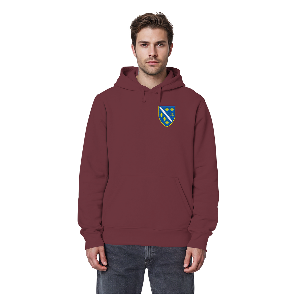 Bosnisches Wappen – Heimatliebe mit Stolz | Premium Stickerei - Organic Basic Hoodie
