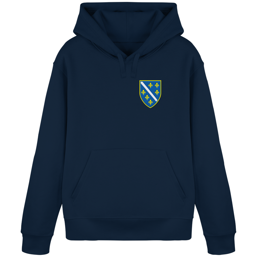 Bosnisches Wappen – Heimatliebe mit Stolz | Premium Stickerei - Organic Basic Hoodie