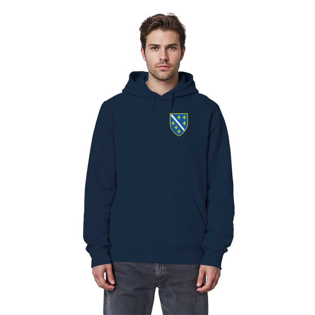 Bosnisches Wappen – Heimatliebe mit Stolz | Premium Stickerei - Organic Basic Hoodie