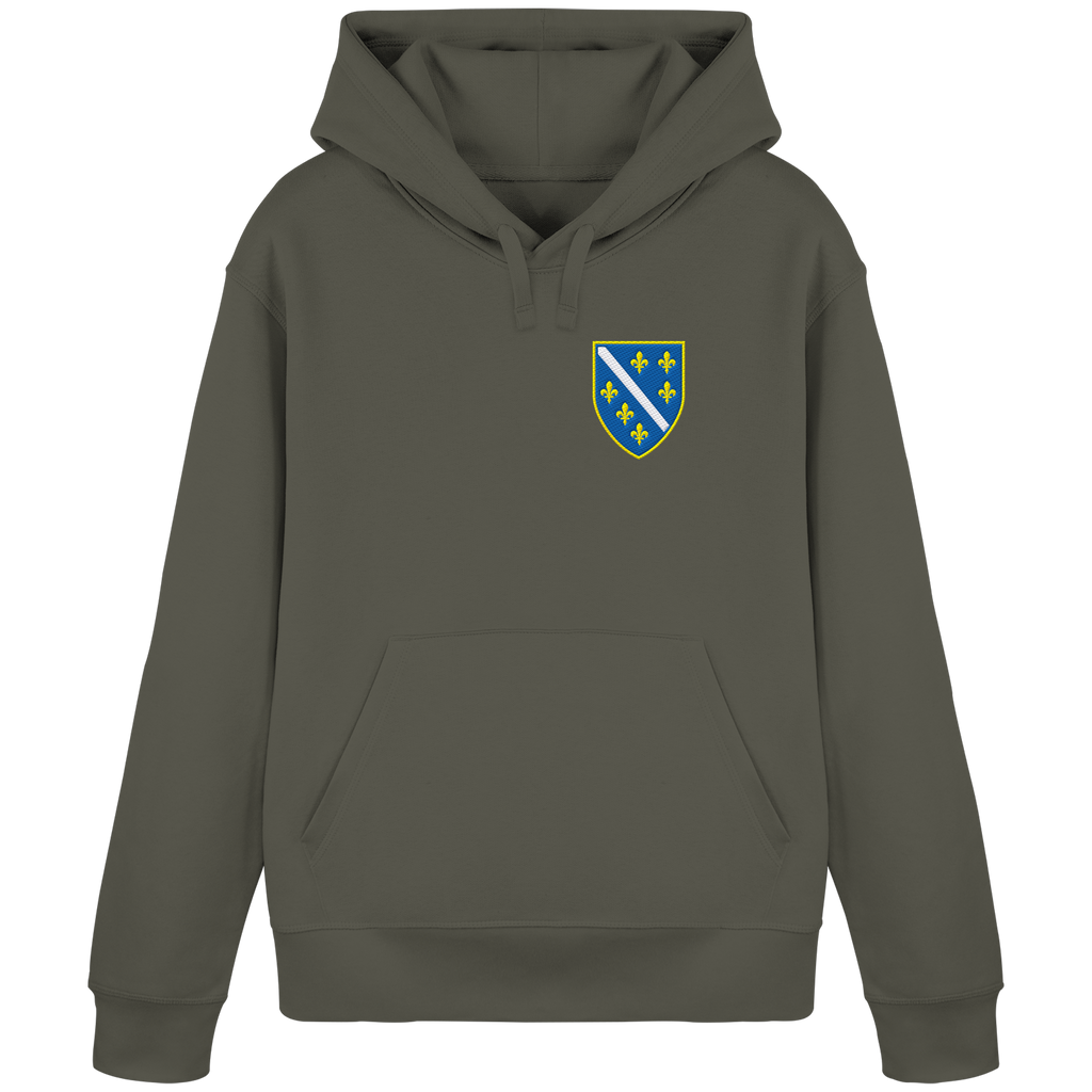 Bosnisches Wappen – Heimatliebe mit Stolz | Premium Stickerei - Organic Basic Hoodie