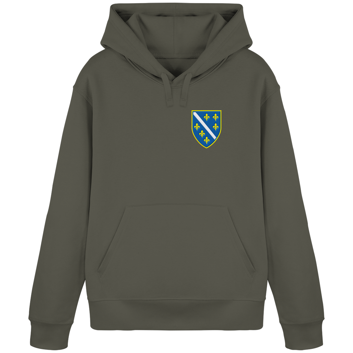 Bosnisches Wappen – Heimatliebe mit Stolz | Premium Stickerei - Organic Basic Hoodie