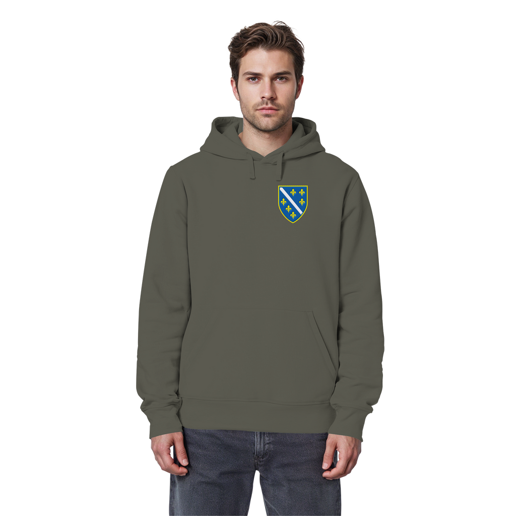 Bosnisches Wappen – Heimatliebe mit Stolz | Premium Stickerei - Organic Basic Hoodie