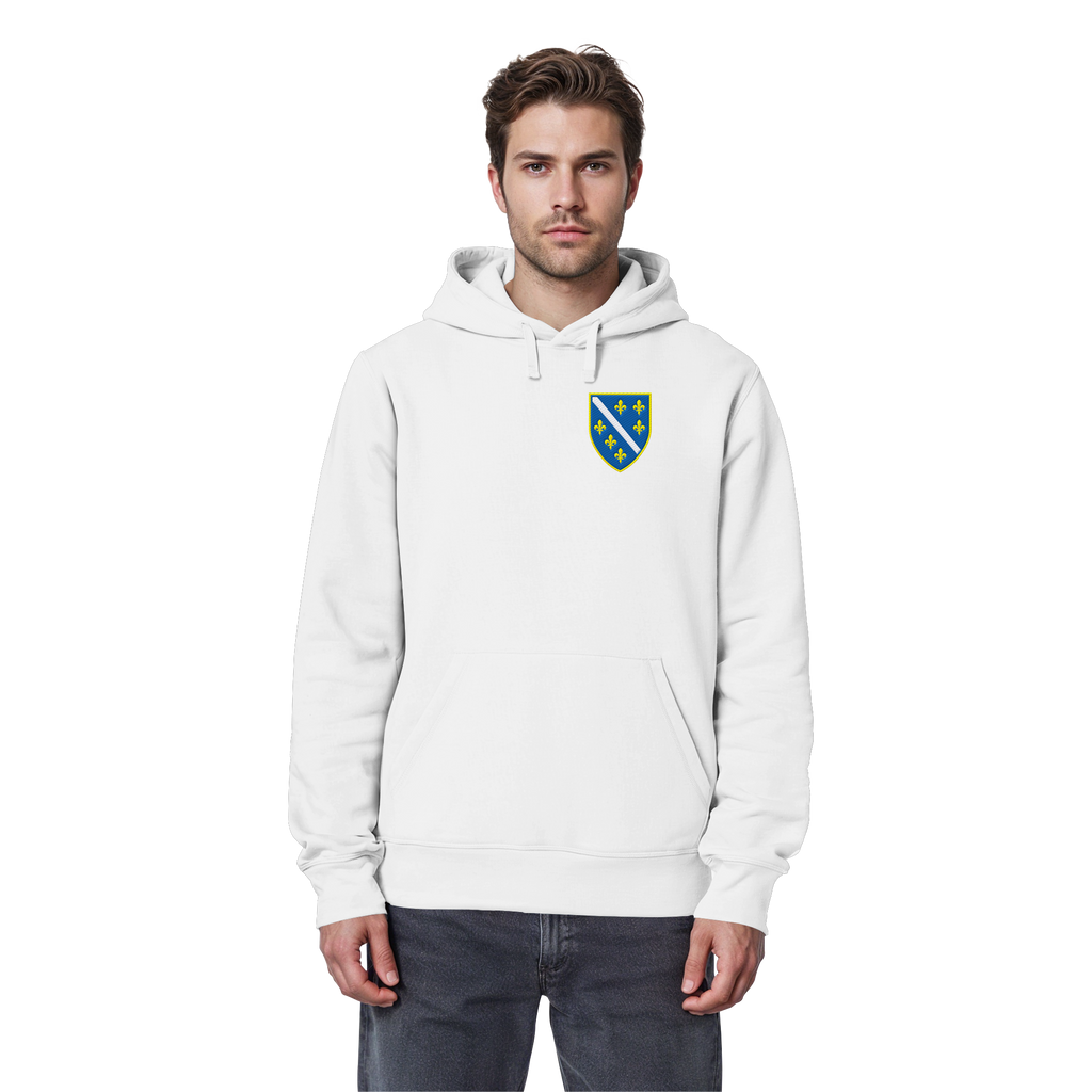Bosnisches Wappen – Heimatliebe mit Stolz | Premium Stickerei - Organic Basic Hoodie