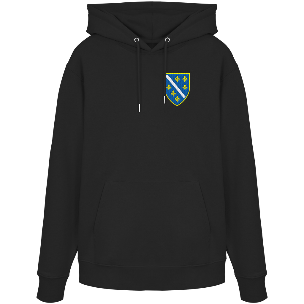 Bosnisches Wappen – Heimatliebe mit Stolz | Premium Stickerei - Organic Hoodie