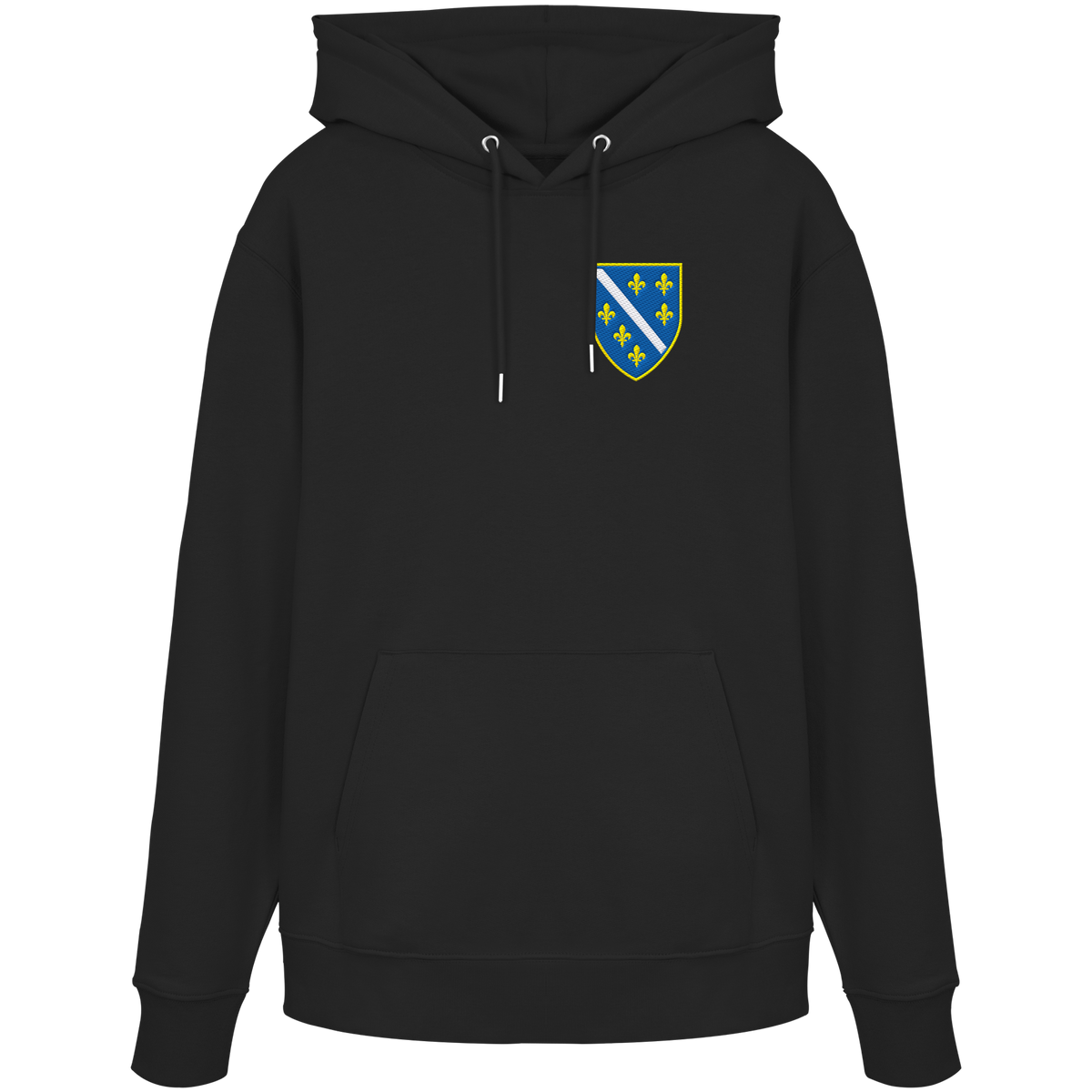 Bosnisches Wappen – Heimatliebe mit Stolz | Premium Stickerei - Organic Hoodie