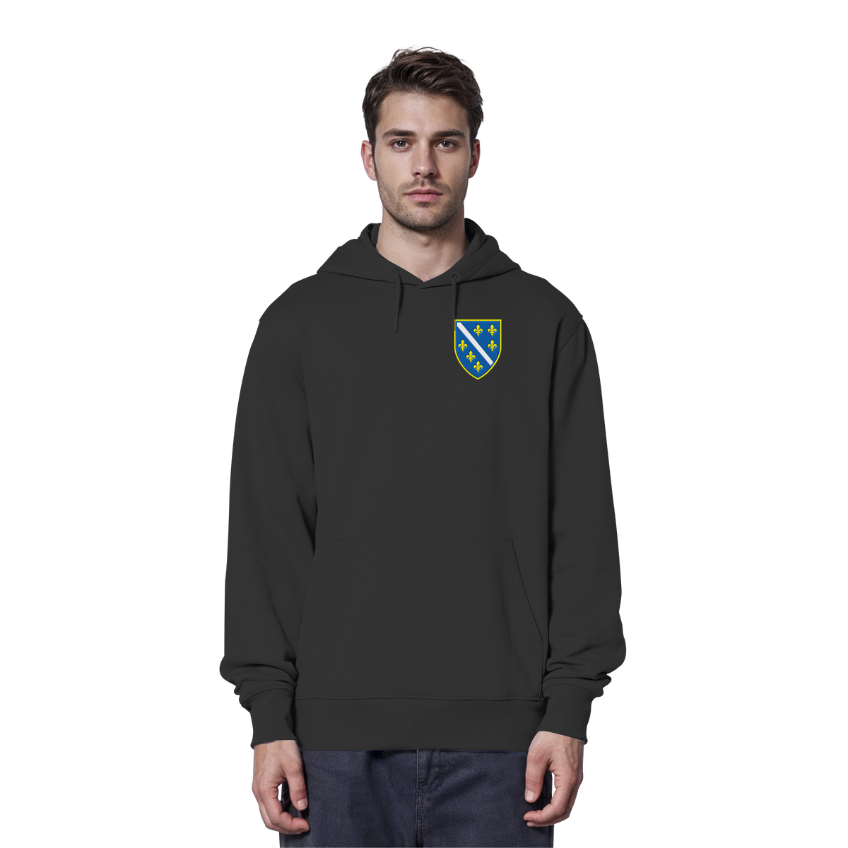 Bosnien Wappen Premium Bio Hoodie mit Stickerei | Stanley/Stella – Unisex