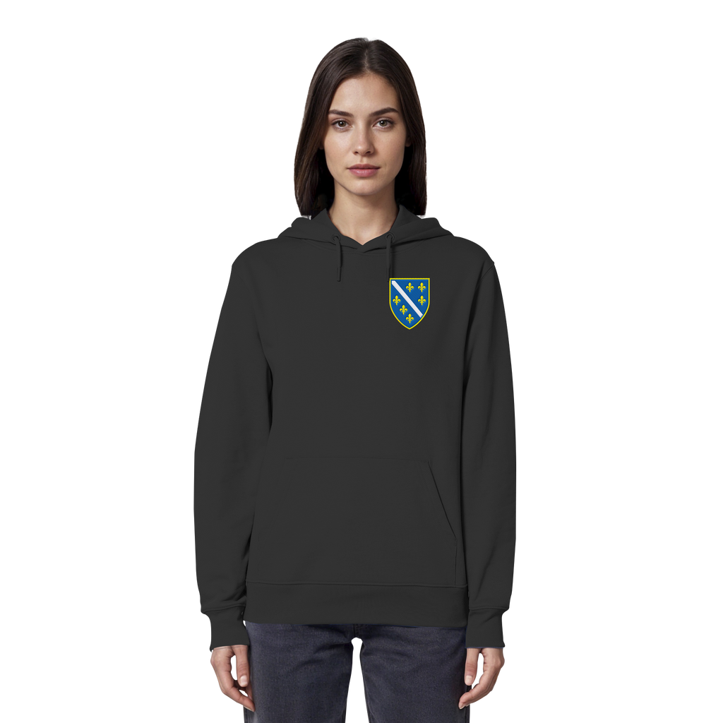 Premium organski hoodie s grbom Bosne i Višegradom i vezom | Stanley/Stella – Unisex