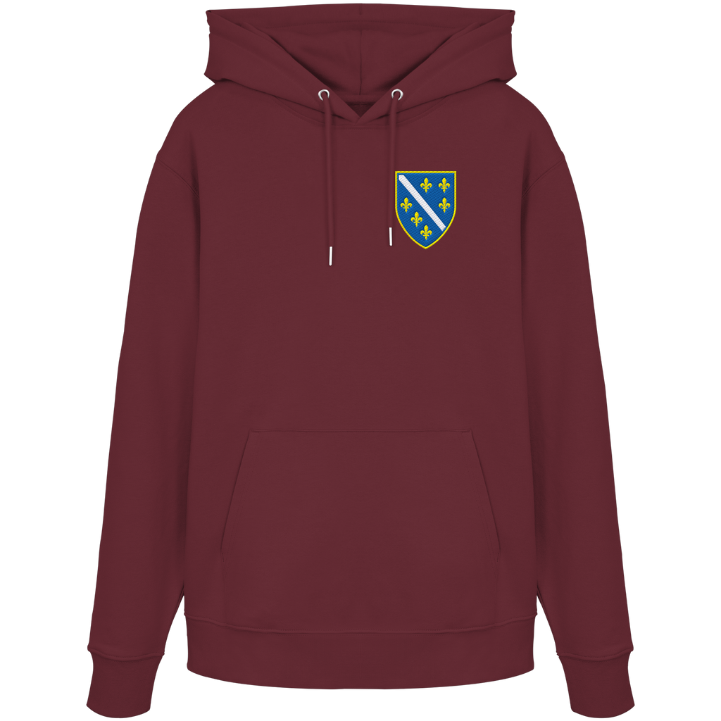 Premium organski hoodie s grbom Bosne i Višegradom i vezom | Stanley/Stella – Unisex