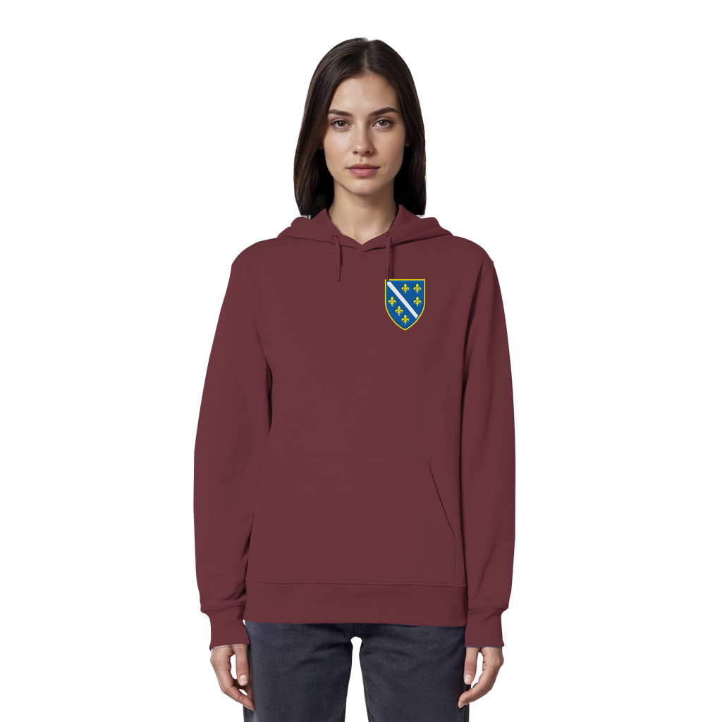 Bosnisches Wappen – Heimatliebe mit Stolz | Premium Stickerei - Organic Hoodie