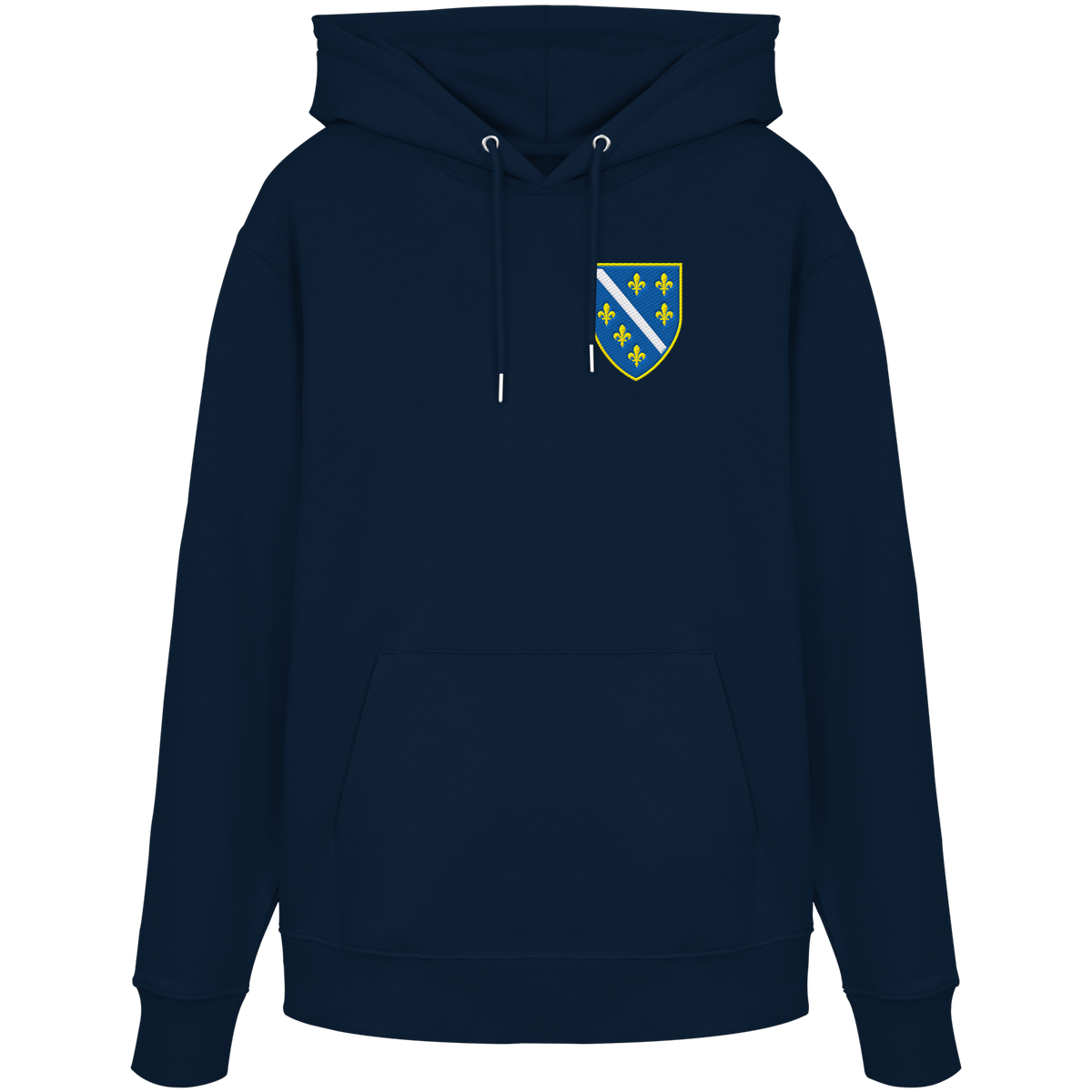 Bosnisches Wappen – Heimatliebe mit Stolz | Premium Stickerei - Organic Hoodie