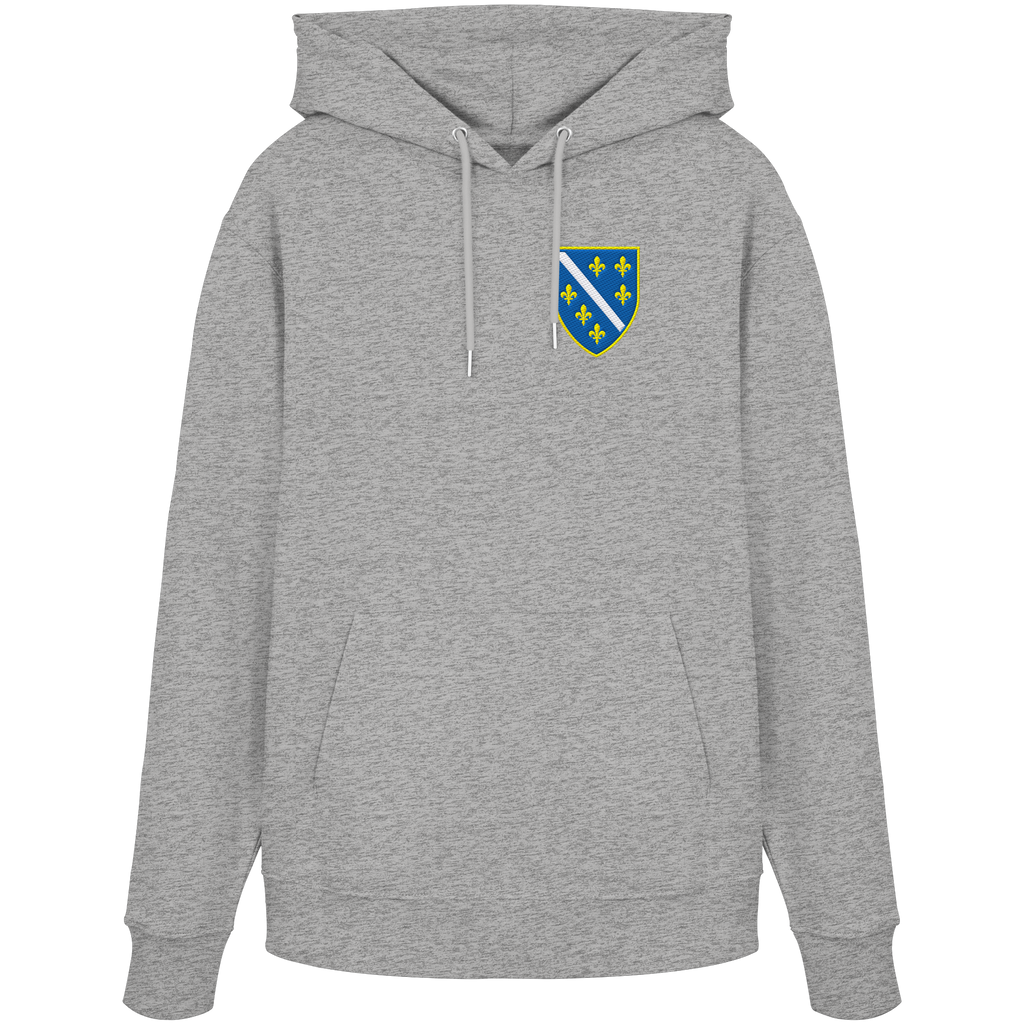 Bosnisches Wappen – Heimatliebe mit Stolz | Premium Stickerei - Organic Hoodie