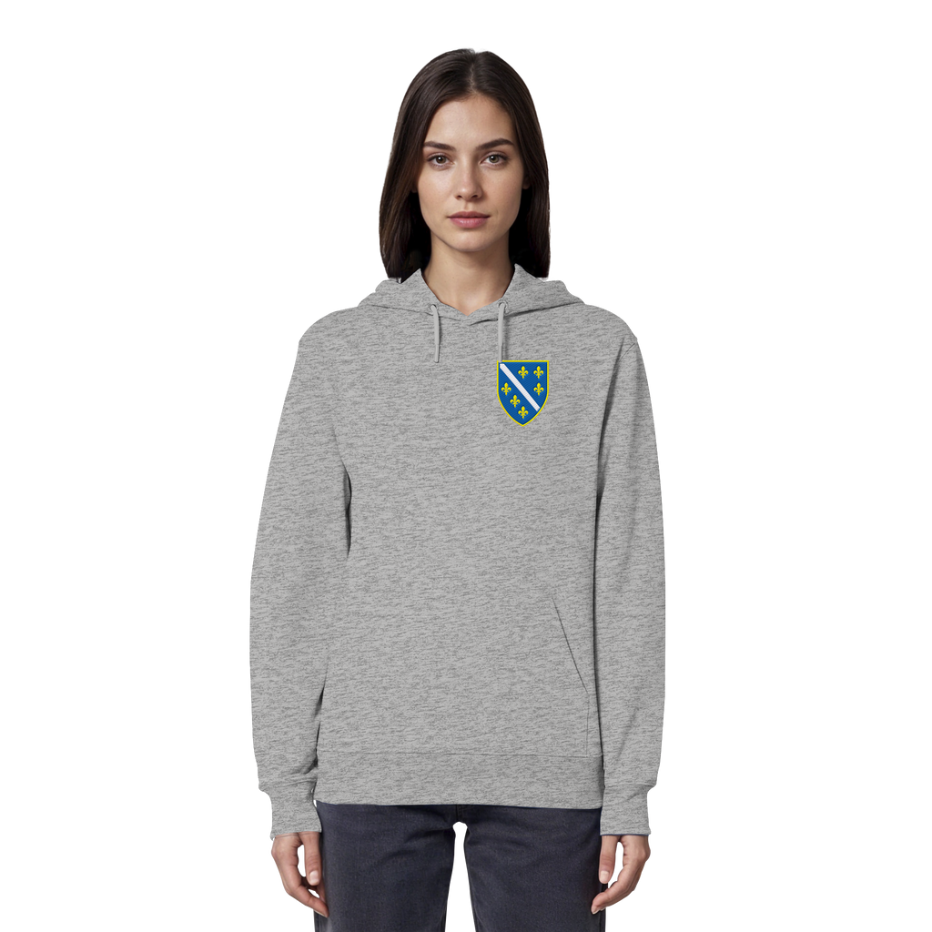 Bosnisches Wappen – Heimatliebe mit Stolz | Premium Stickerei - Organic Hoodie
