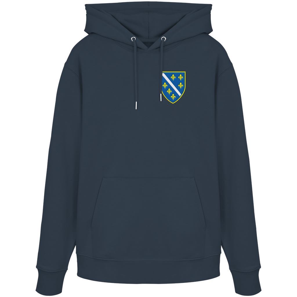 Bosnisches Wappen – Heimatliebe mit Stolz | Premium Stickerei - Organic Hoodie