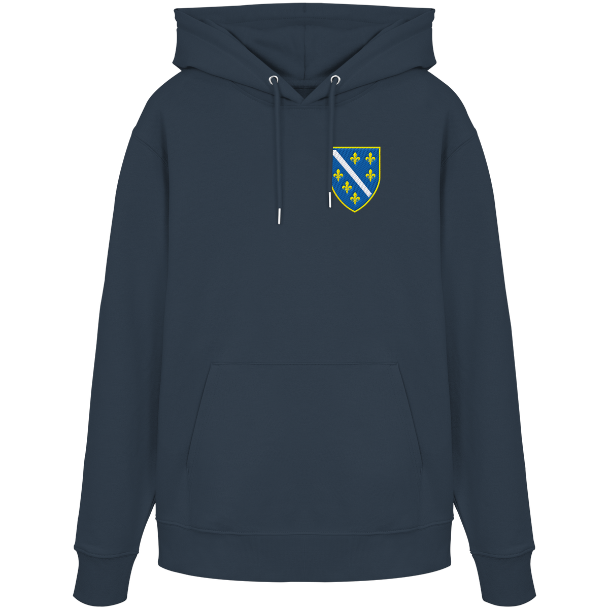 Bosnisches Wappen – Heimatliebe mit Stolz | Premium Stickerei - Organic Hoodie